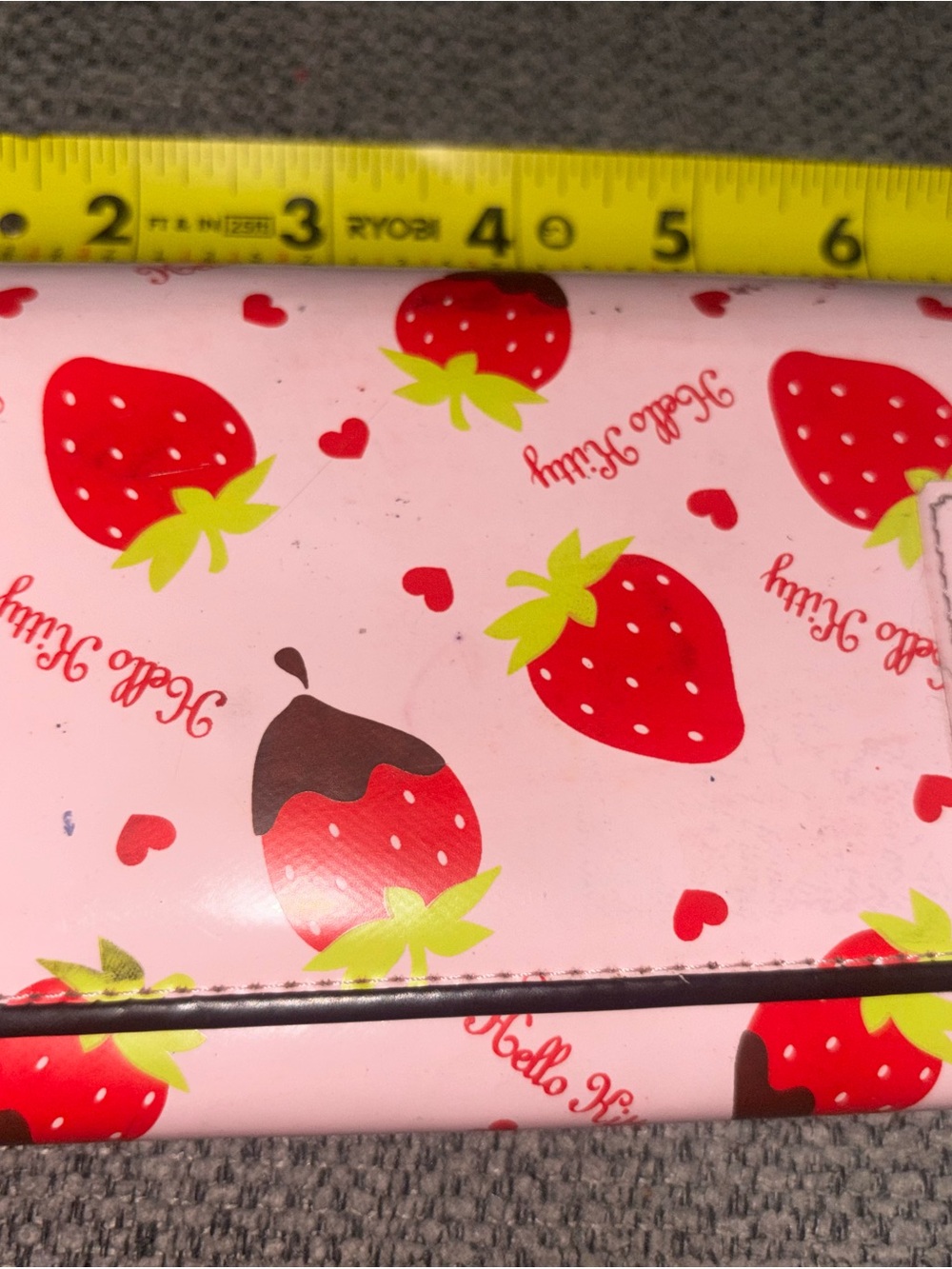 Hello kitty pink long wallet with strawberries printed all over it. 🍓🐱 - Picture 10 of 11